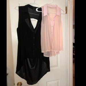 Sheer Flowy Hi-Low Tops-Set of 2